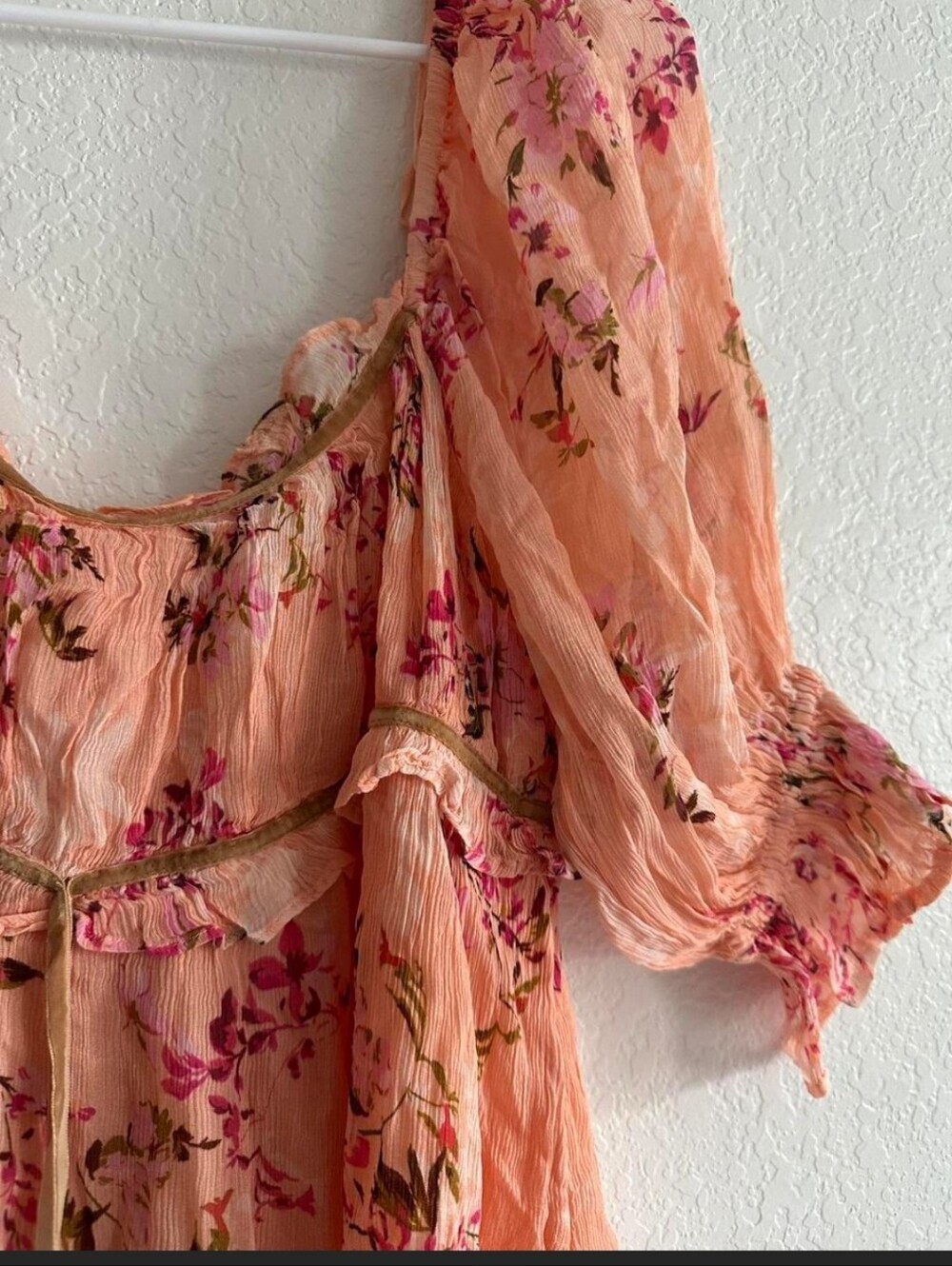 Free People Peach Floral Ruffled Babydoll Dress - Picture 7 of 7